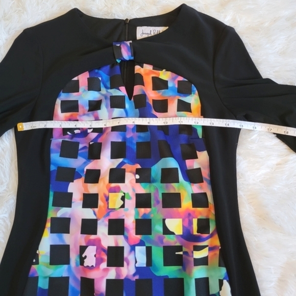 Joseph Ribkoff Size 8 Black Patterned Sheath Bodycon Dress Black Multi Coloured - Picture 6 of 12